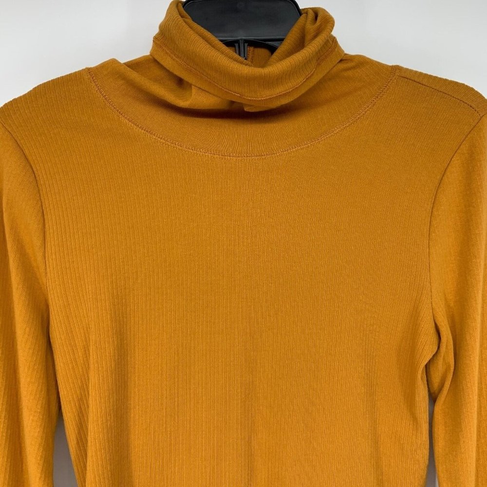 Free People Top Sydney Mustard Yellow Bell Sleeve Turtleneck - Picture 3 of 10